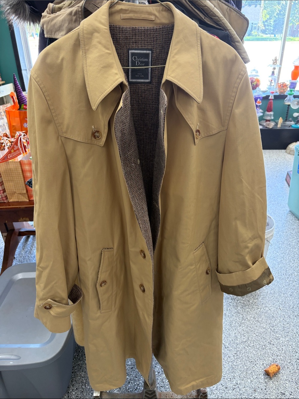 Dior Men's Beige/Tan Single-Breasted Trench Coat